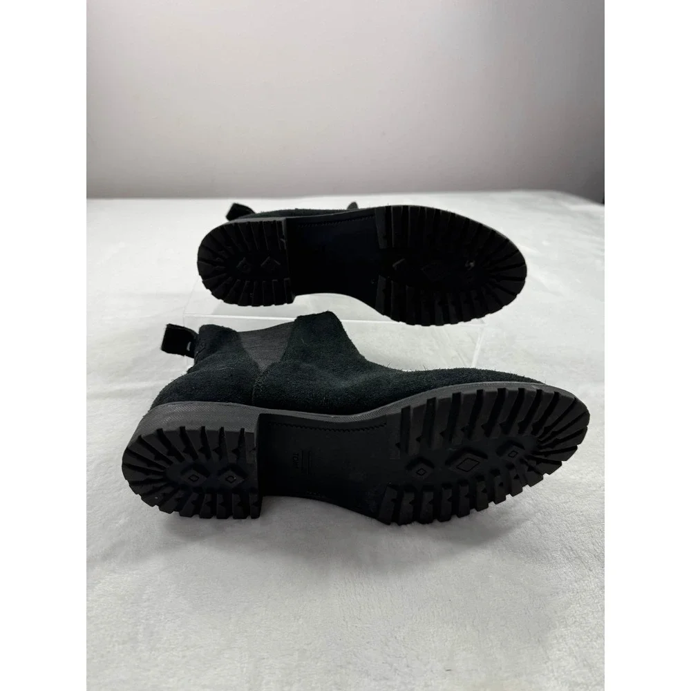 TOMS Cleo Chelsea Boot Women's 6 Black Suede Pull-On Ankle Round Toe Winter‎